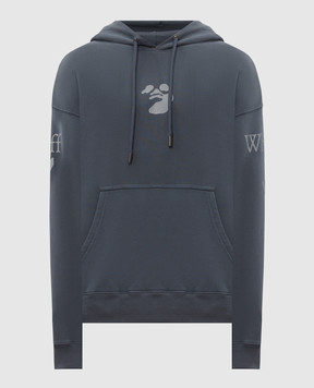 Off-White Blue hoodie with branded print 44MBB085F26F002