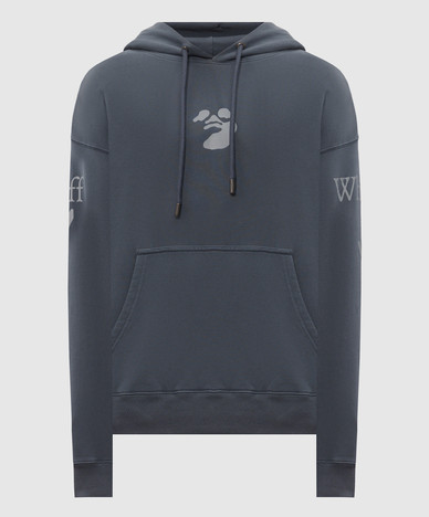 Blue hoodie with branded print