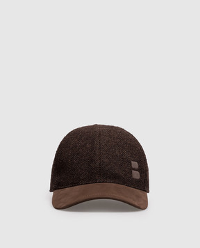 Brett Johnson Brown cap with wool and nubuck FW26CAP1LP702CAC