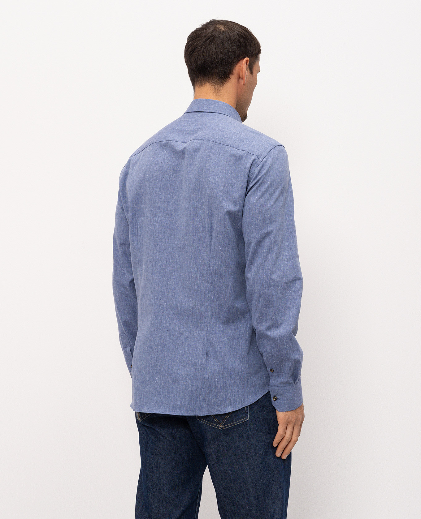 Blue shirt with linen Florentino 4