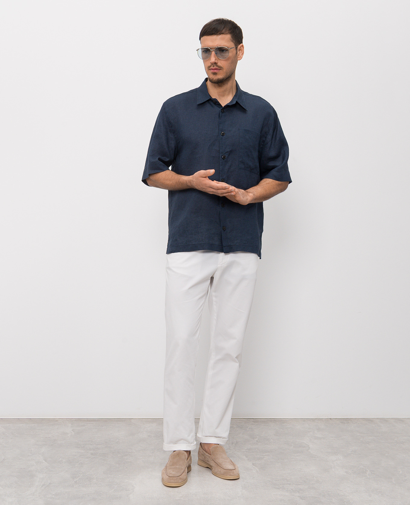 

Blue linen shirt with short sleeves Cashmere&Whiskey