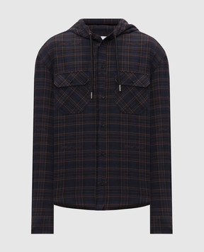 Off-White Blue checked shirt with hood 44MGE056F26F001