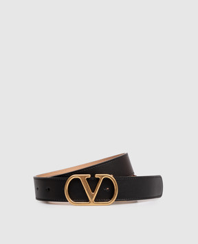 Valentino Leather reversible belt with emblem 9W2T0SQ3ZDM