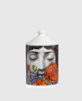 Fornasetti Scented candle - Tra i Fiori Décor in a porcelain candlestick FPSM800YGS