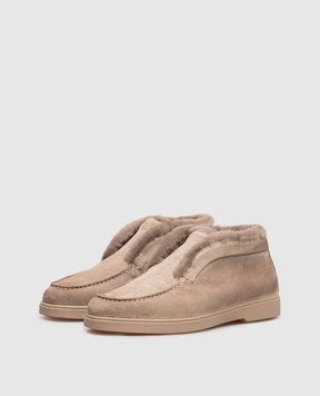 Santoni Gray suede deserts with fur WUYA58457TTGAPFR