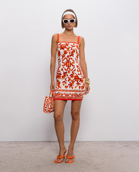 Dolce&Gabbana White mini dress with branded Majolica print F6TVVTGDDRJ