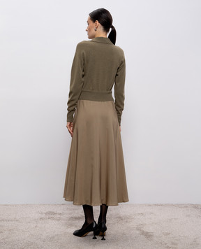 Peserico Khaki midi dress with double-layered wool and silk S82127F129095D