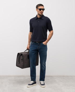 Dolce&Gabbana Blue patterned silk polo shirt GXZ02ZJBSOF