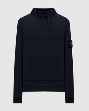 Stone Island Blue hoodie with logo patch L1S156100062S0051