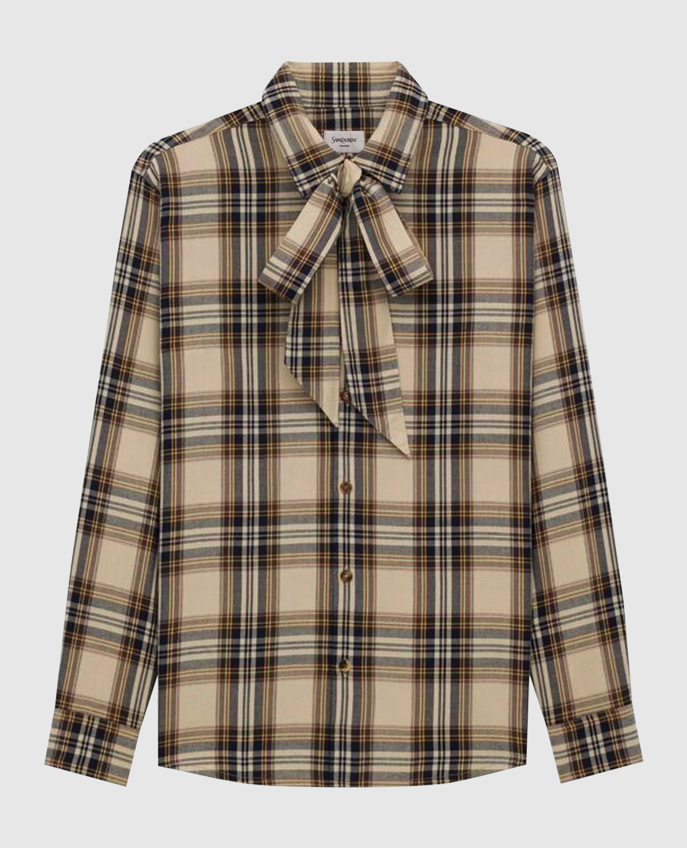 

Beige Lavallière check shirt Saint Laurent