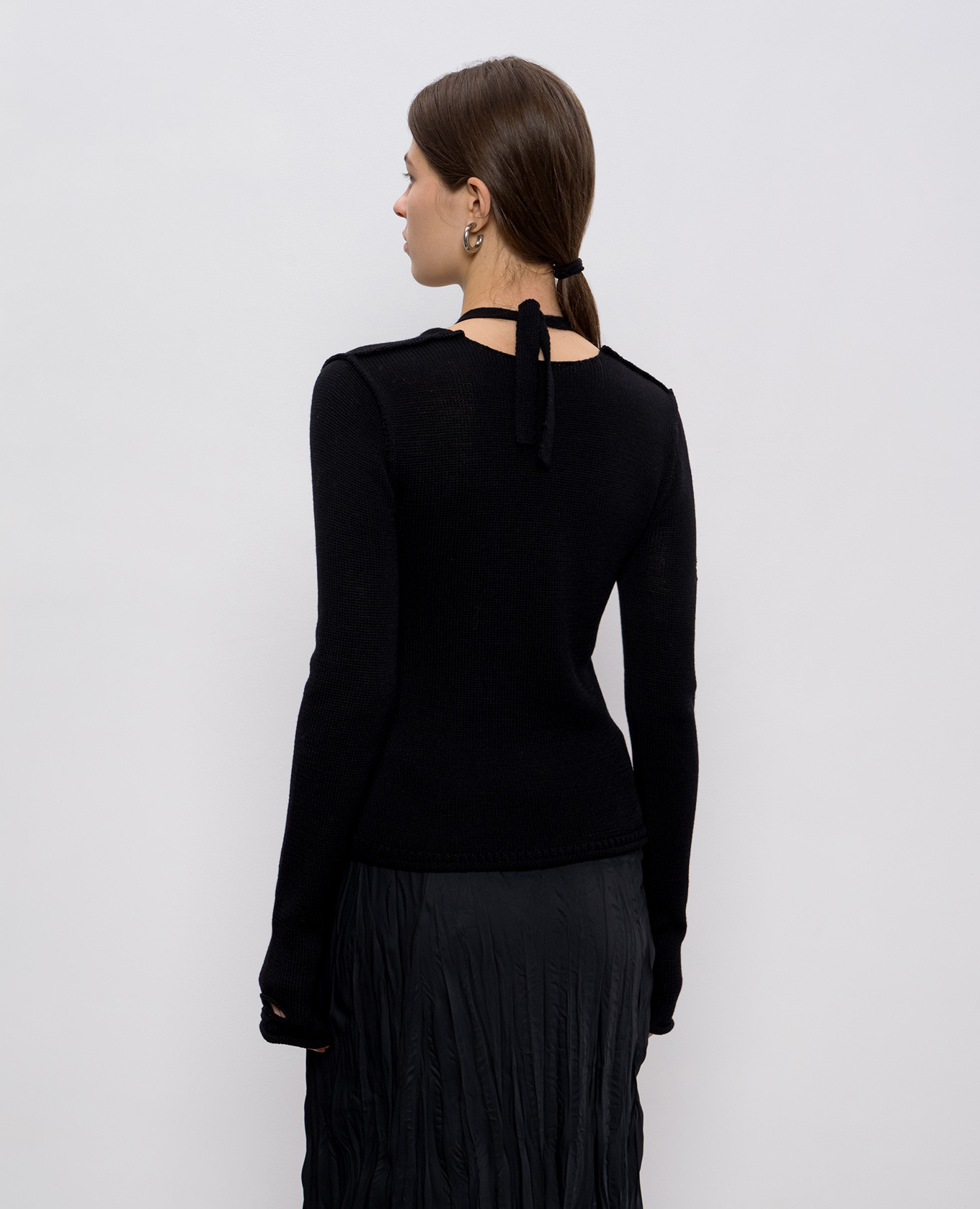 Black merino wool jumper with chain Masnada 4