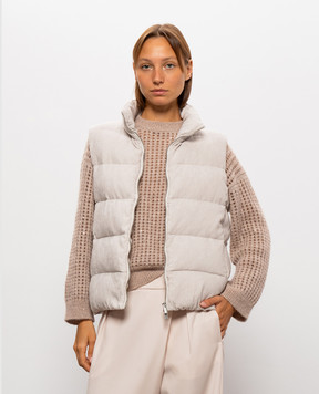 Peserico Beige corduroy down vest A0347502246