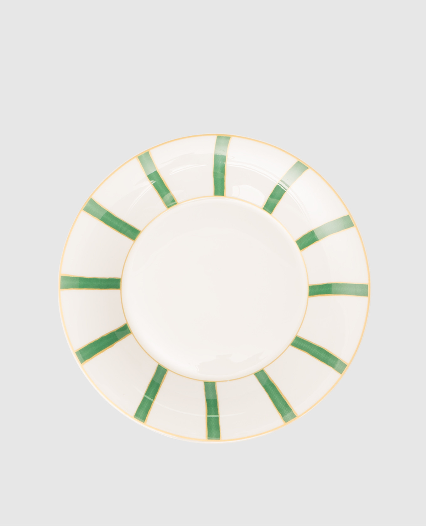Assiette à dessert en porcelaine blanche Striche Verdi e Oro