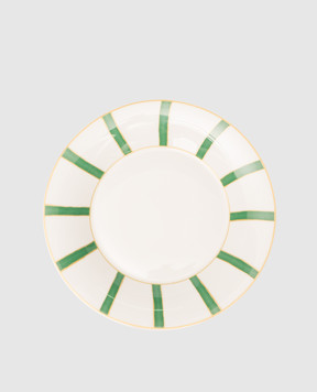 Geminiano Cozzi 1765 White porcelain dessert plate Striche Verdi e Oro TTCMI02229036