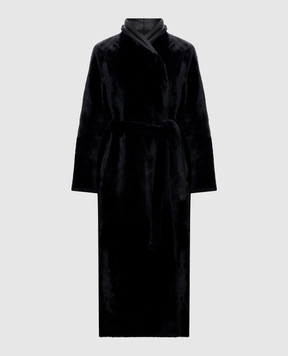 Yves Salomon Black double-sided sheepskin coat 27WYM61230MERL
