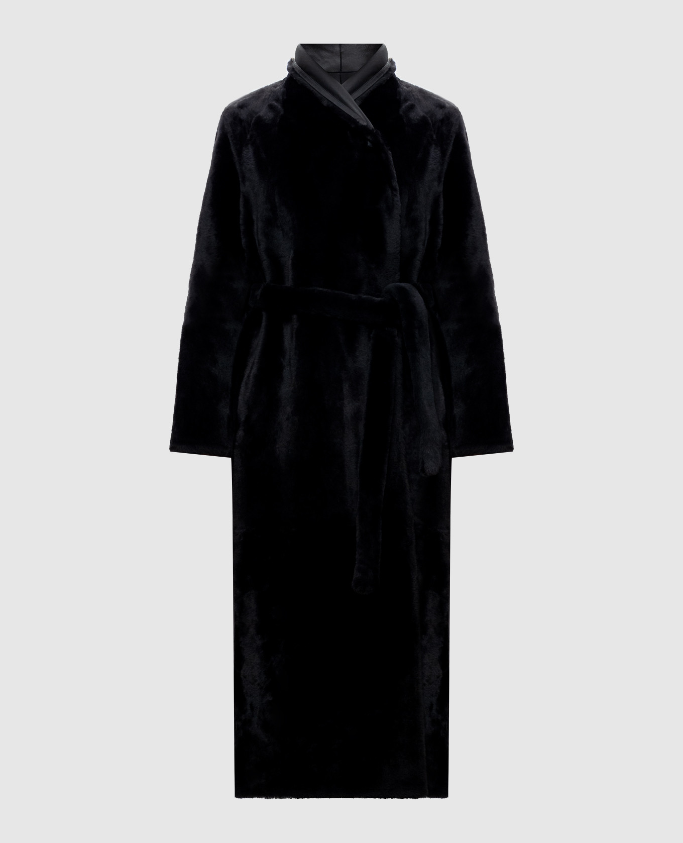 Black double-sided sheepskin coat