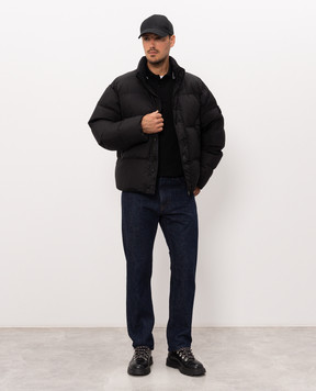 Stone Island Black down jacket with logo patch L2S154100109S0A23