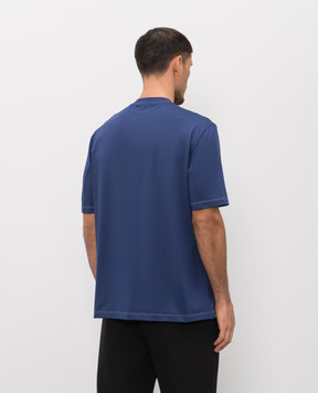 Brunello Cucinelli Blue T-shirt with logo print MW8571884T