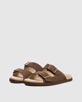 Brunello Cucinelli Brown flip-flops with logo engraving MZUSOLY235