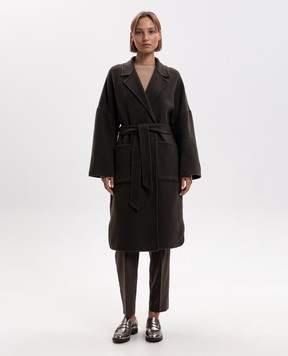 Peserico Brown wool and cashmere puffer coat A20185E00A03197
