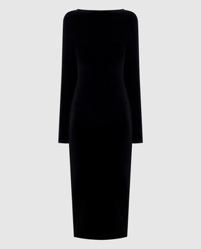 Balmain Black velour dress with an open back HF1RR021JM26