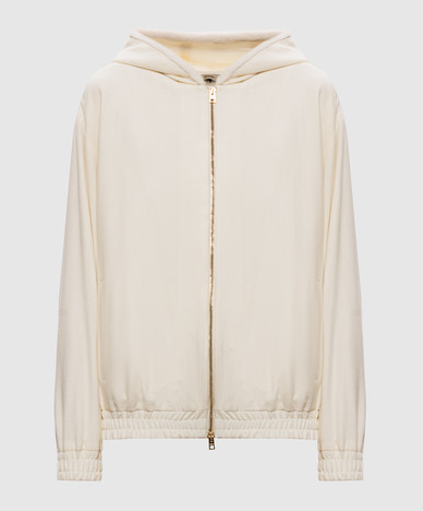 Sportjacke aus elfenbeinfarbener Wolle