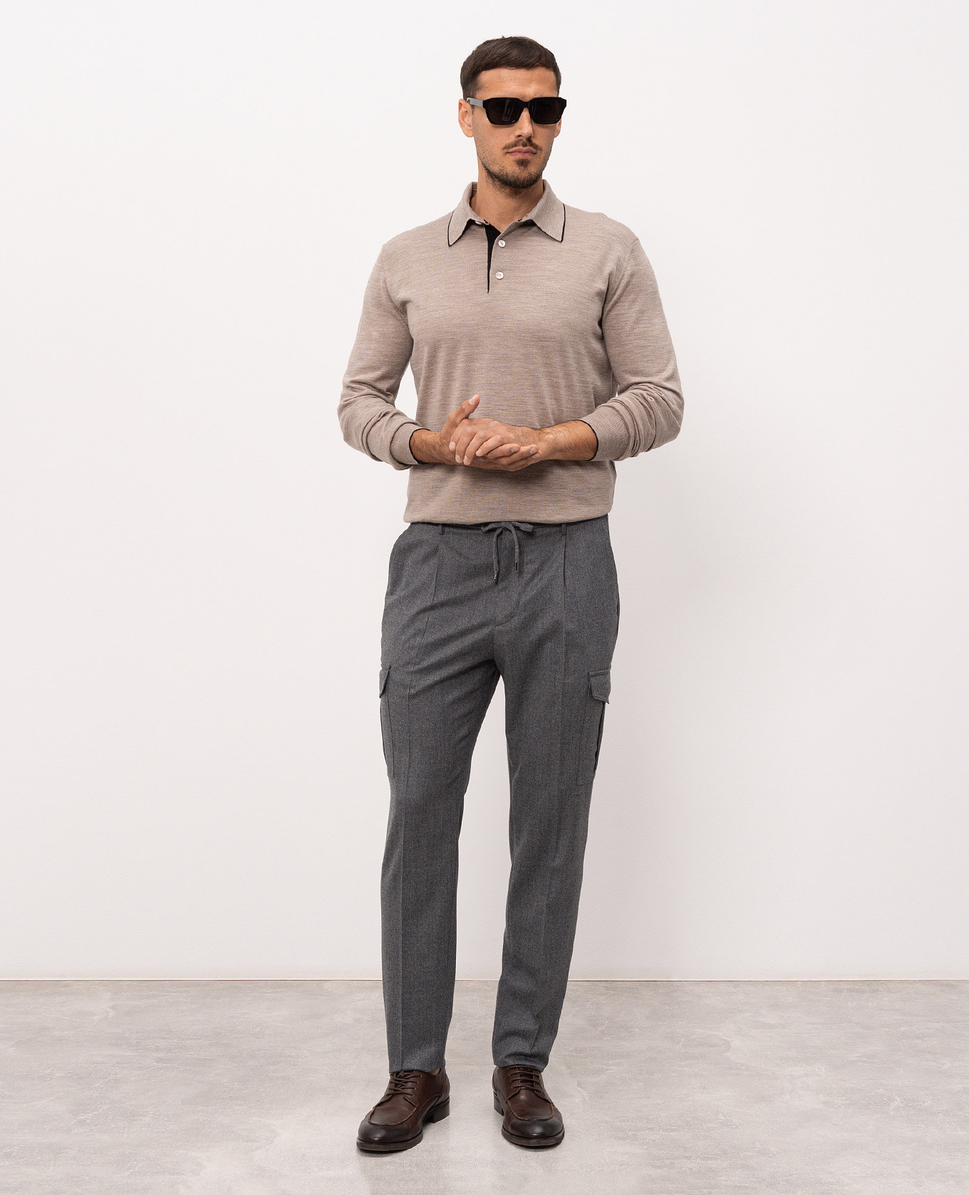 Grey wool cargo pants Peserico 2