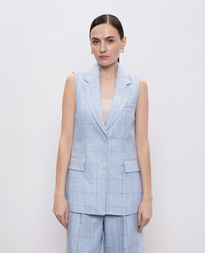 Peserico Blue checked linen vest A0303202638