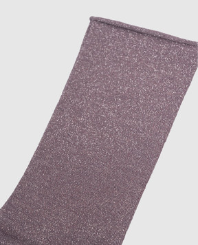 Brunello Cucinelli Purple cashmere and silk socks with lurex M41945019
