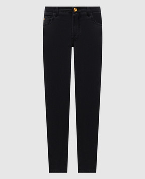Stefano Ricci Black jeans with logo patch MFT61B1010T286BK