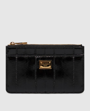 Dolce&Gabbana Black leather cardholder with logo plate BI1261A8B08