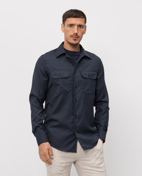 Doriani Cashmere Blue wool and silk shirt DOSLIDR42T196