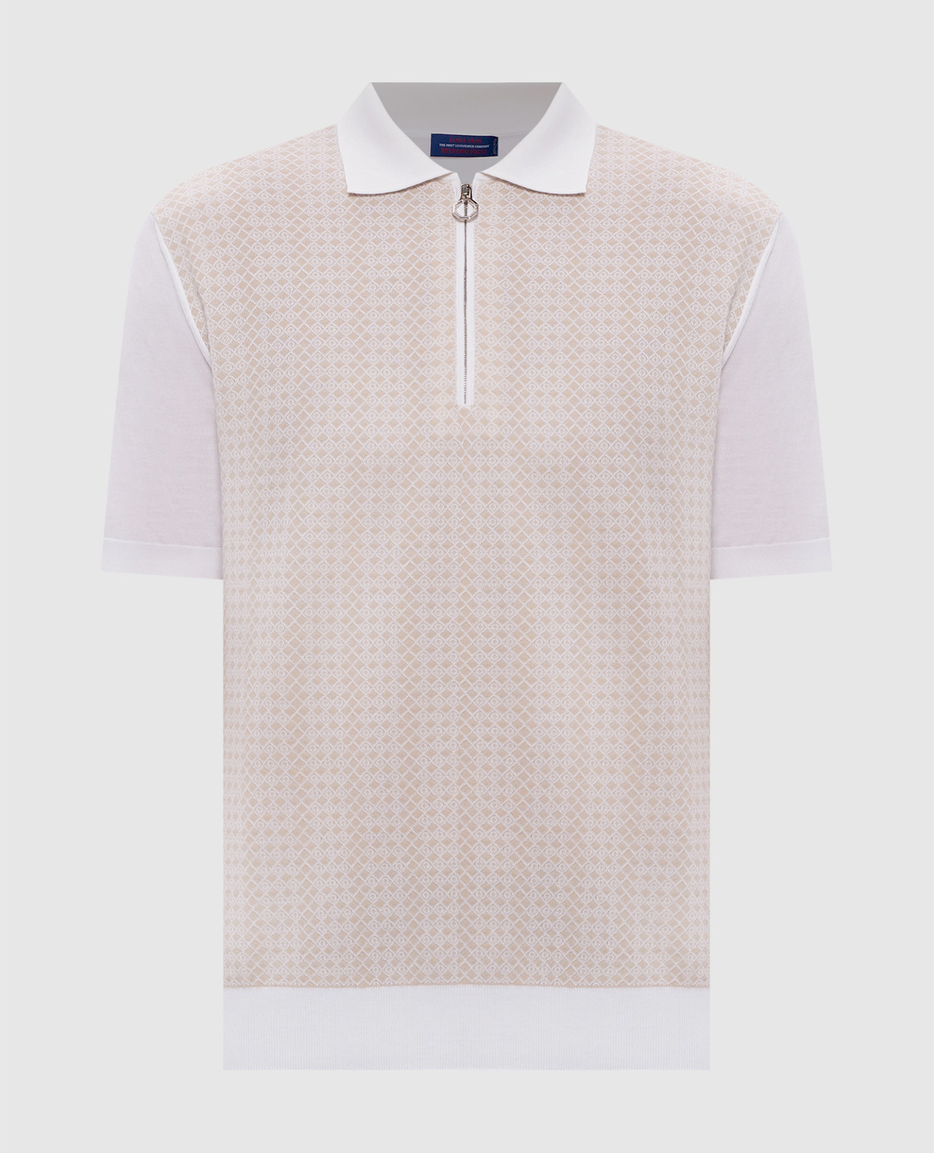 White patterned silk polo shirt Stefano Ricci