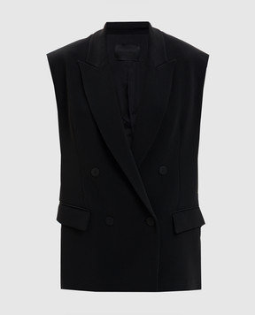 Dondup Black double-breasted vest with monogram DJ768IS0021DXXX