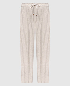 Brunello Cucinelli Beige striped linen pants MZ412E1710