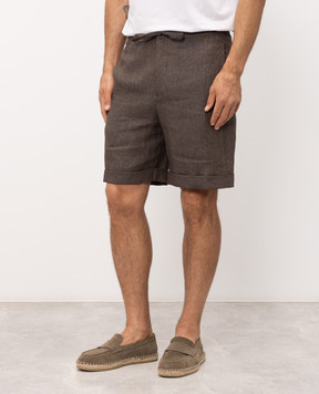 Canali Brown linen shorts AE05958U95606