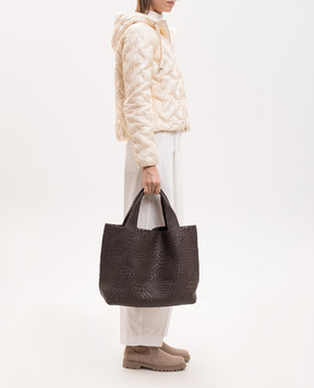 Alma Tonutti Dark brown leather woven tote bag 5324