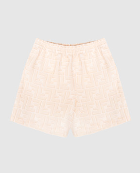 Fendi Children's beige linen shorts with logo print BUF268AY8C
