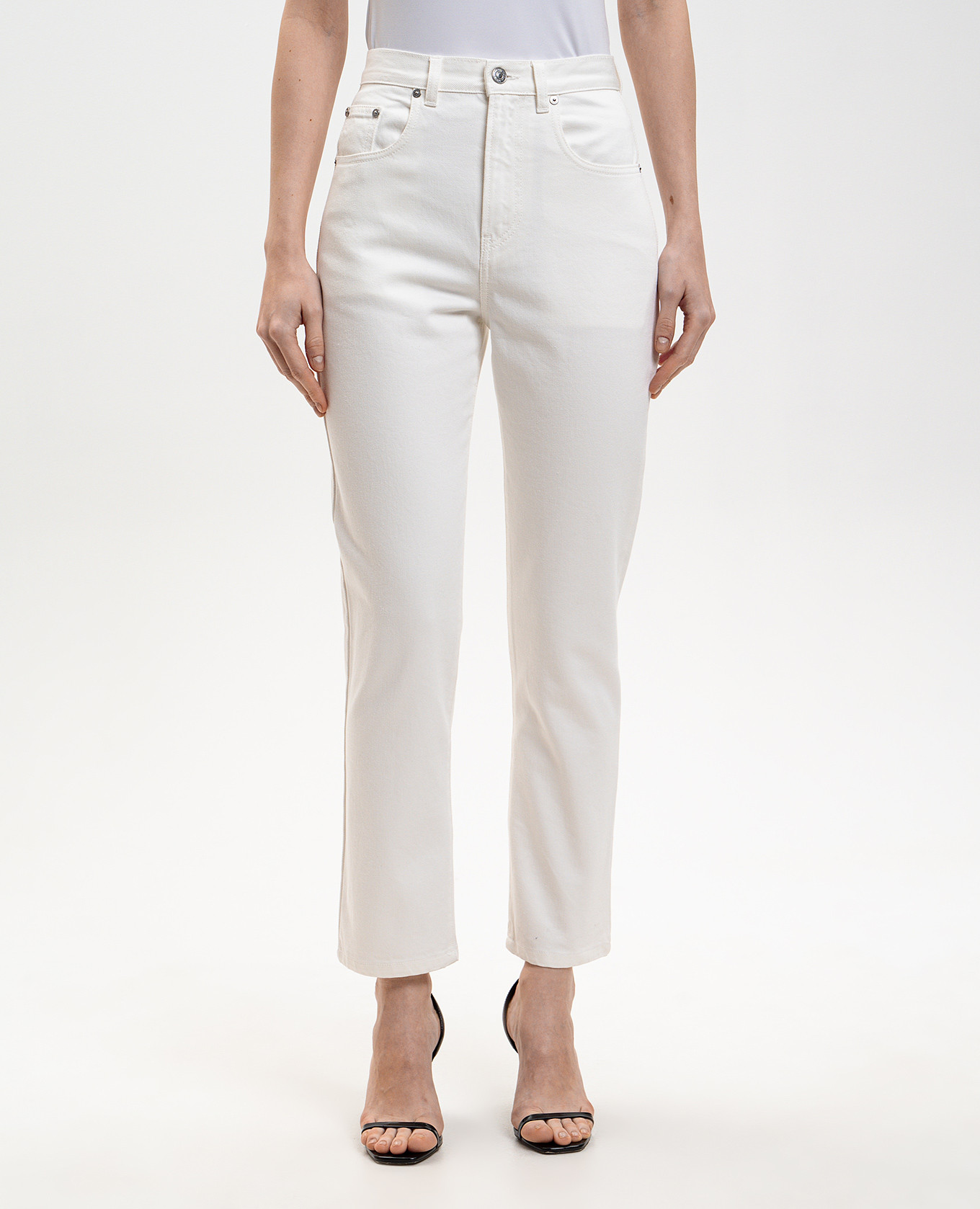 

White jeans with logo patch Victoria Beckham