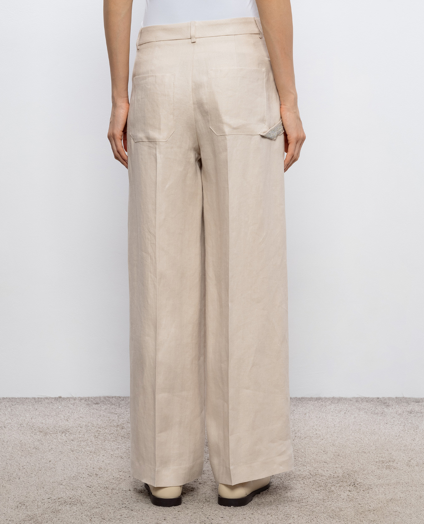 Beige linen pants Peserico 4