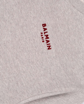 Balmain Children's gray sweatshirt with textured logo BZ4I40Z3188610