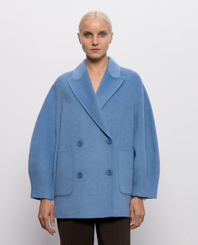 Twinset Blue double-breasted coat with wool 262TP2012