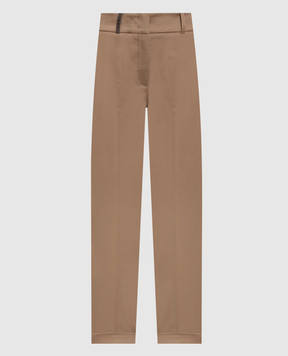 Peserico Brown pants with patch A0458801964