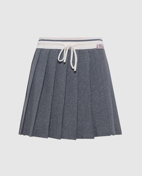 Casablanca Gray pleated skirt made of merino wool WAW25KW108401