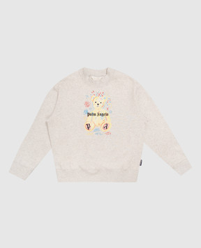 Palm Angels Children's gray melange sweatshirt with print F6PAJBSW102