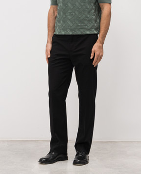 Dolce&Gabbana Black pants with logo patch GP1I9TFUFJU