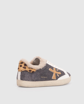 Premiata Stevend grey suede sneakers with denim-effect fur STEVEND8495M