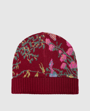 MANTERO 1902 Burgundy wool hat with floral pattern 1350FJACQD00925