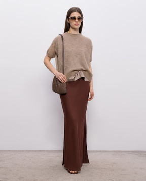 Brunello Cucinelli Brown linen maxi skirt MH126G3396