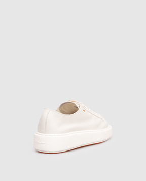 Santoni White leather sneakers with textured logo WBCD61322BARCDYI